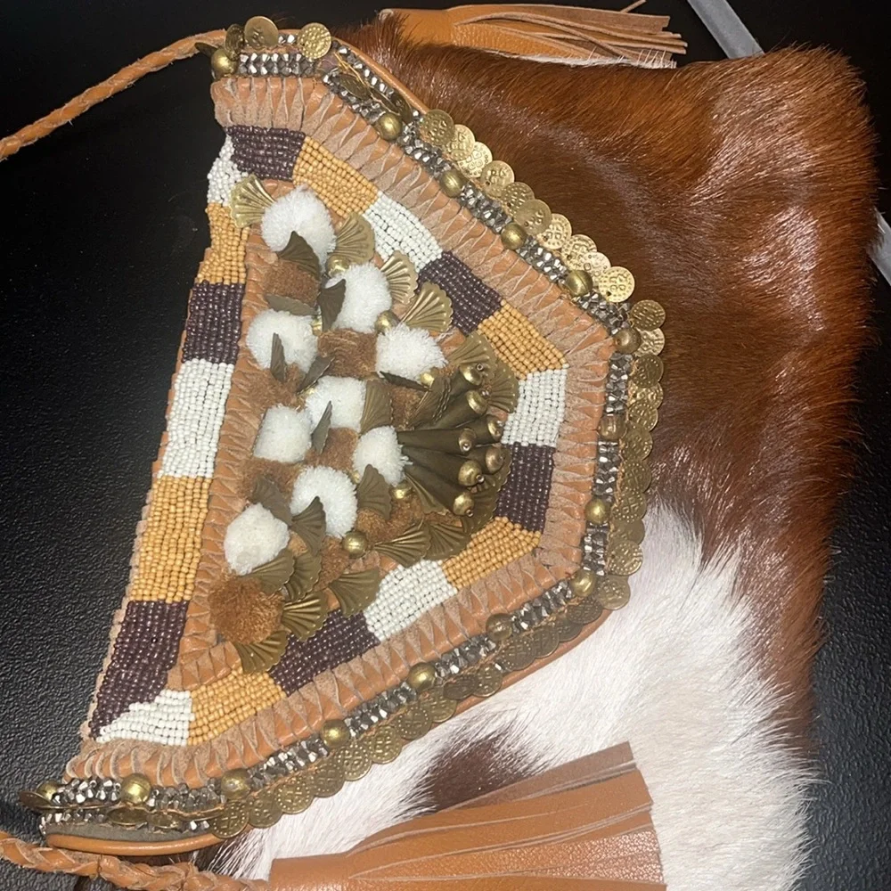 ibBan Anthropologie Hair on Hide Embellished Crossbody - Picture 2 of 10